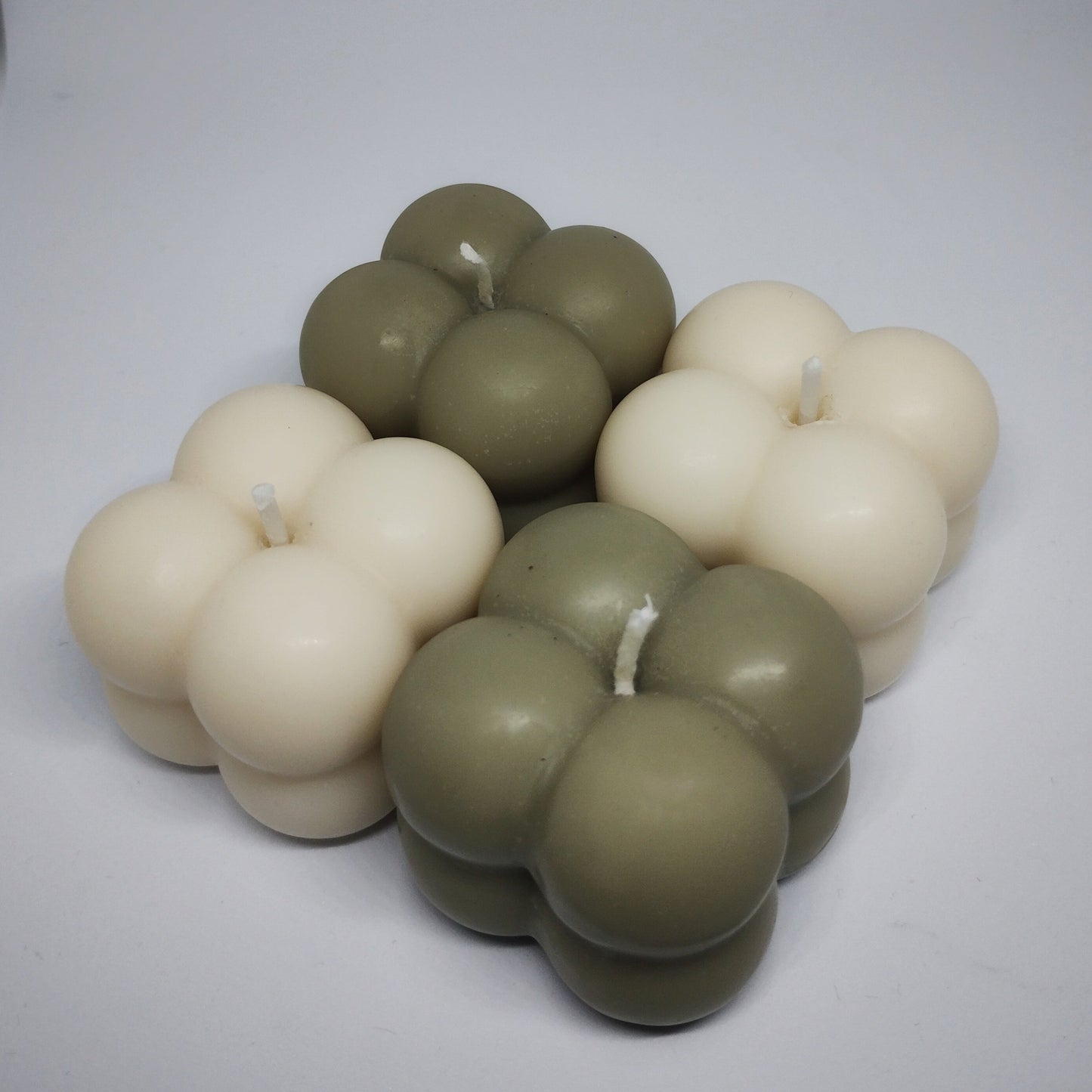 Mini Bubble Candle Set of 4 – Sage Green & White | Classy Opio Fragrance