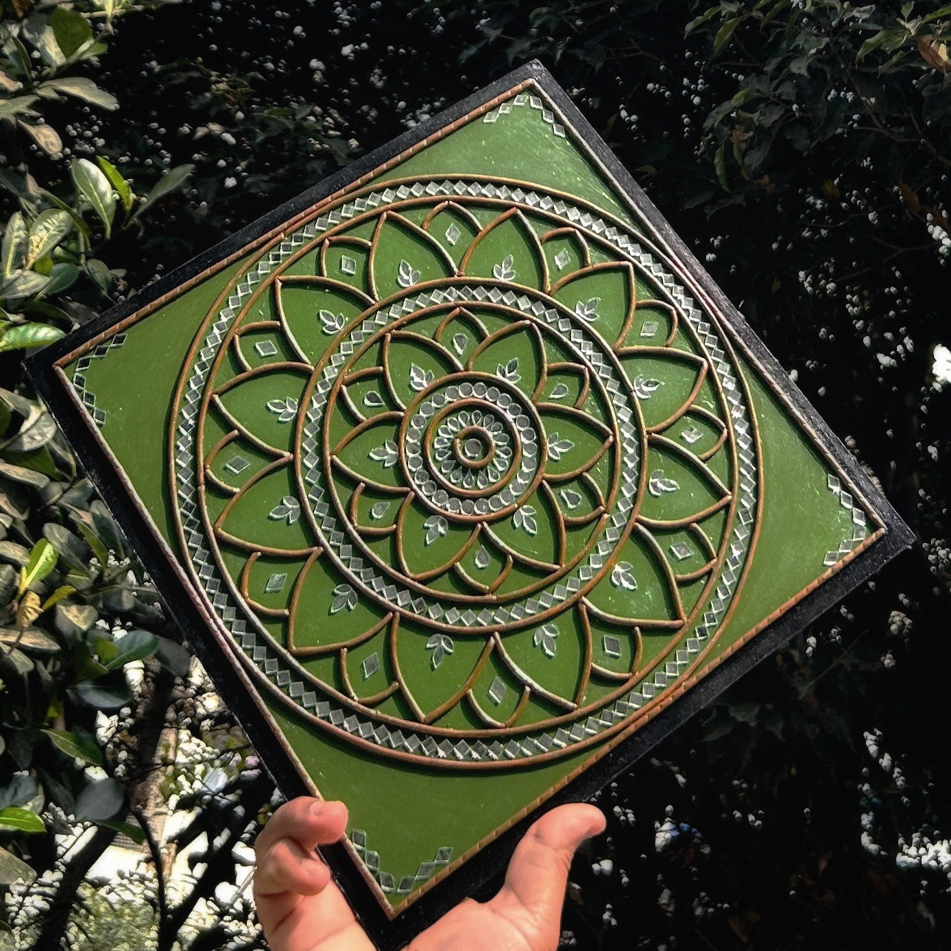 Emerald Harmony Lippan Art| 12x12 Inch Handcrafted Art