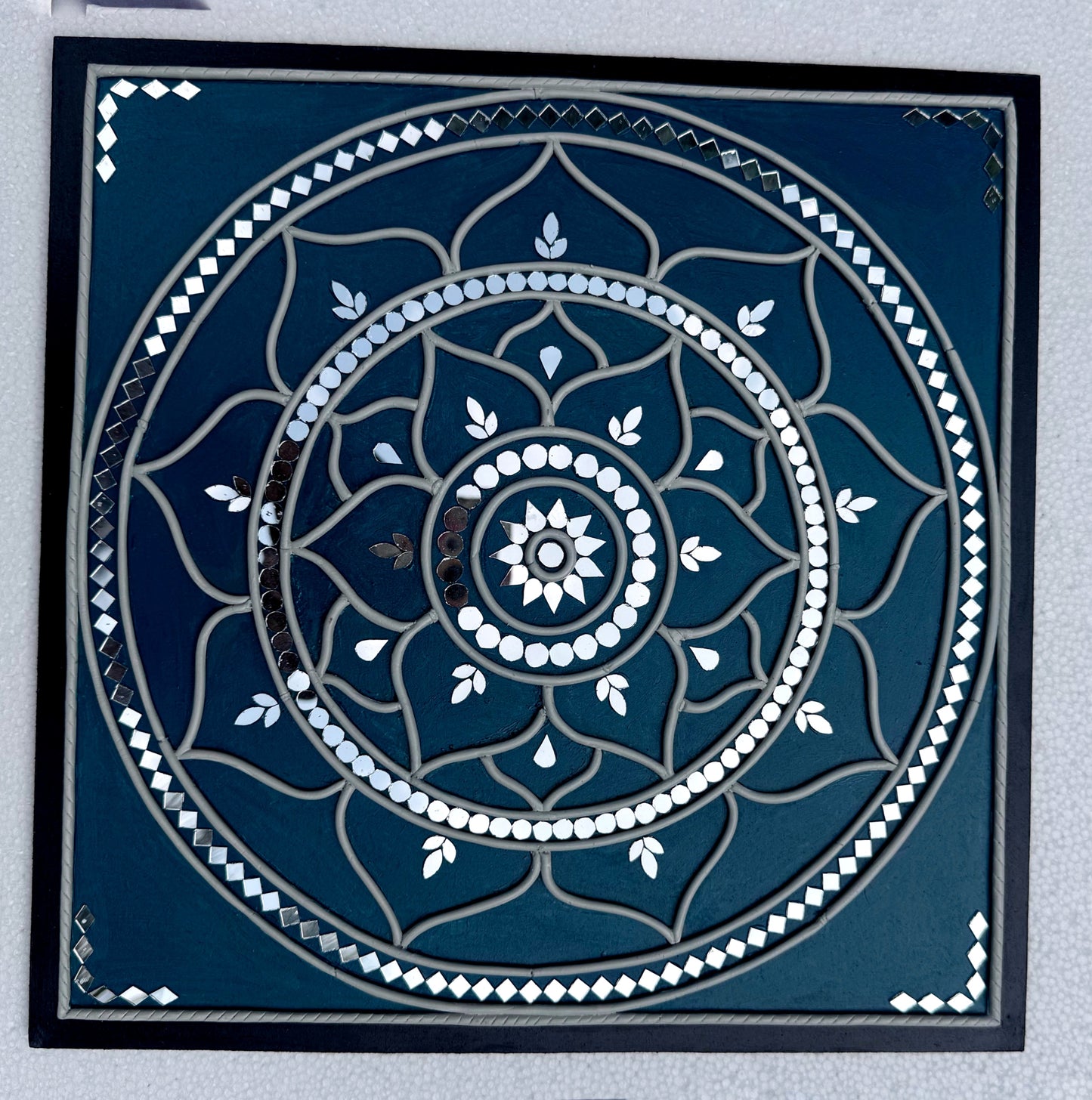 Teal Lippan Mirror Wall Art – 12x12 Inches