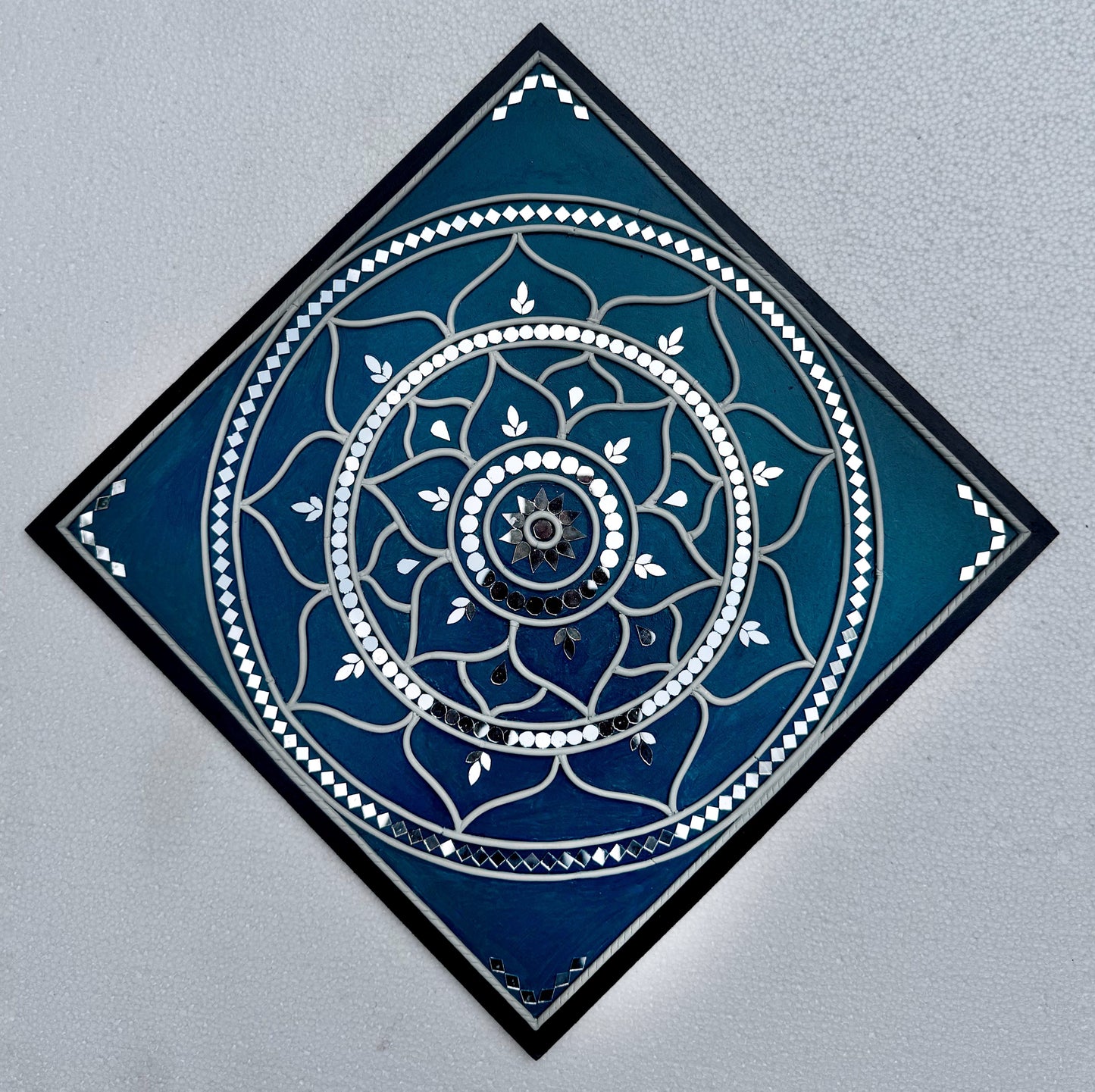 Teal Lippan Mirror Wall Art – 12x12 Inches