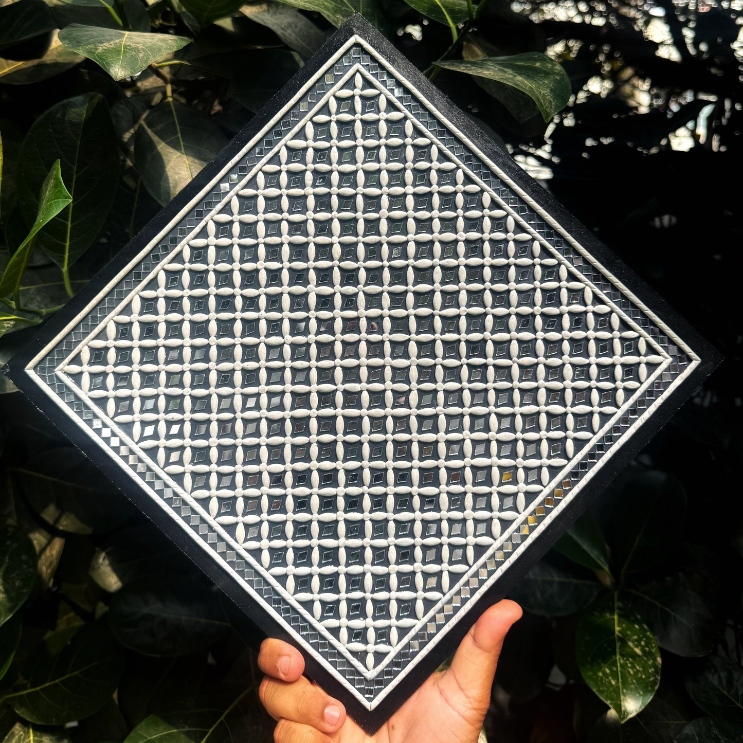 Geometric Harmony – Handcrafted Textured Wall Art (12x12 Inches)
