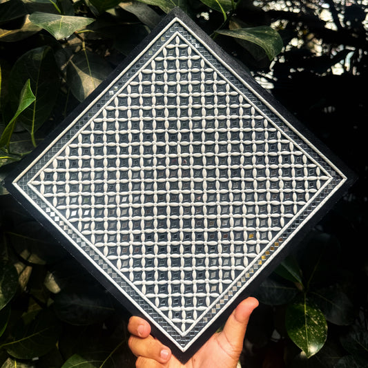 Geometric Harmony – Handcrafted Textured Wall Art (12x12 Inches)