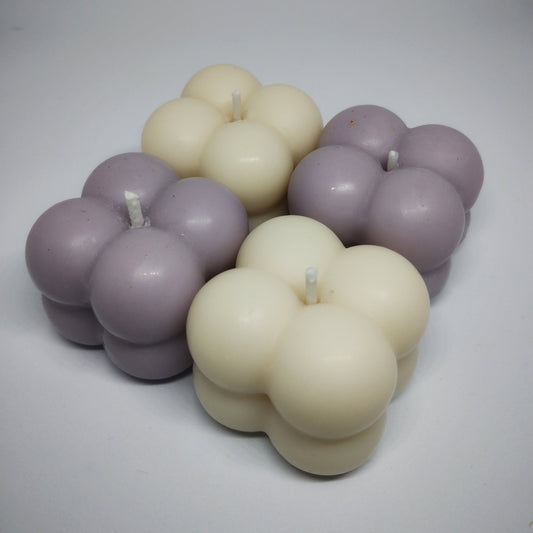 Mini Bubble Candle Set of 4 – White & Pastel Lavender