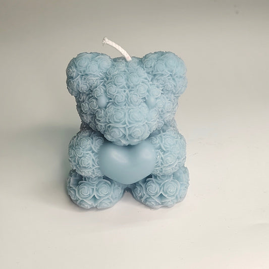 Powder Blue Rose Teddy Candle – Love Edition